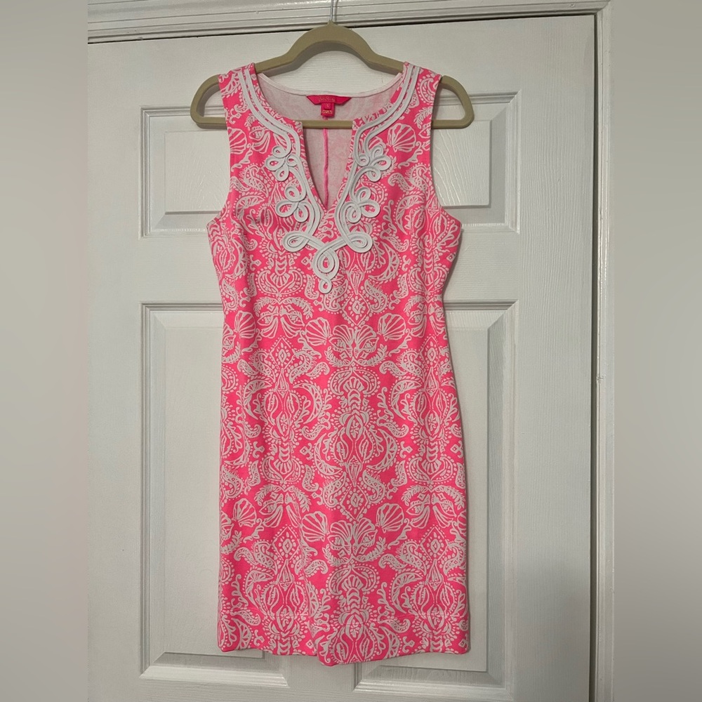Lilly Pulitzer Harper Shift Dress Havana Pink Claudia Sz small EUC